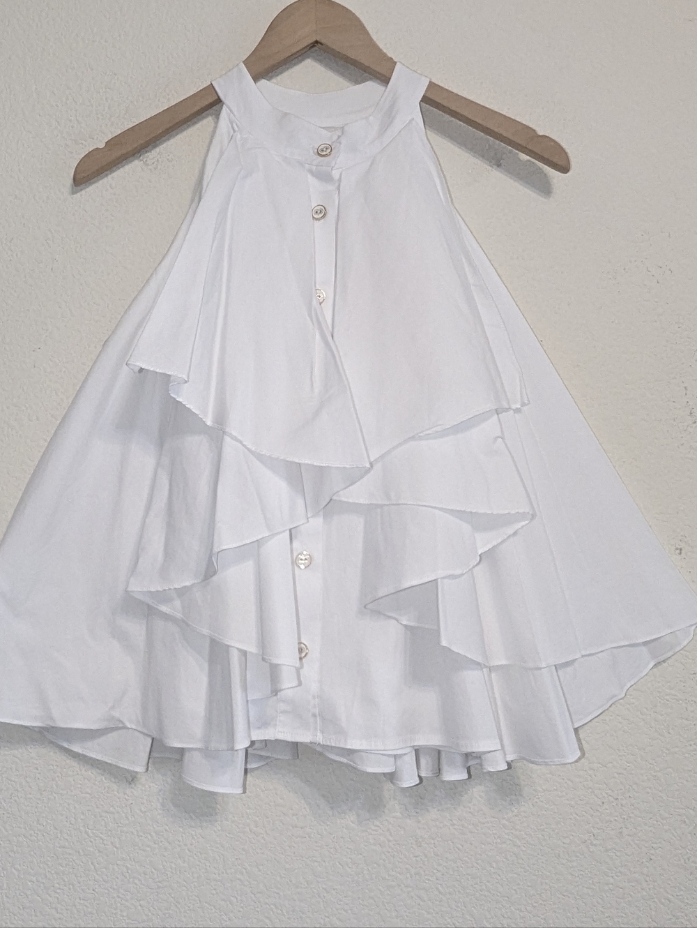 CAROLINE CONSTAS White ADRIE Poplin Ruffle Blouse Size Medium Designer